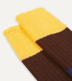 Drake’s Yellow Multi Cotton Sports Socks