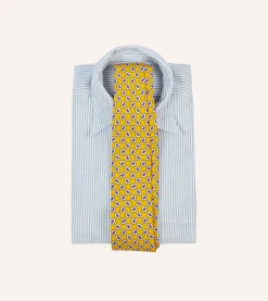 Drake’s Small Paisley Leaf Print Silk Self Tipped Tie