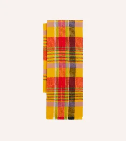 Drake’s Yellow Tartan Check Wool Scarf
