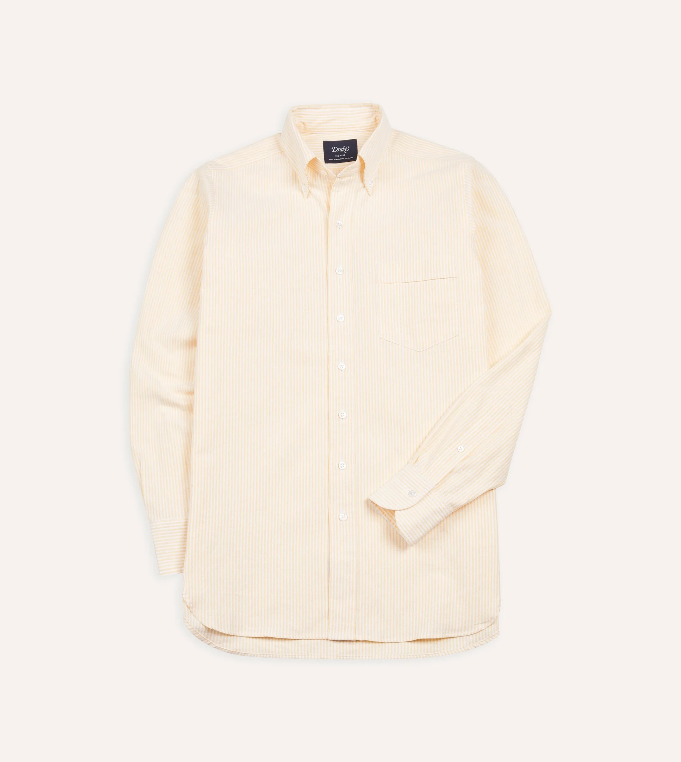 Drake’s Ticking Stripe Cotton Oxford Cloth Button-Down Shirt