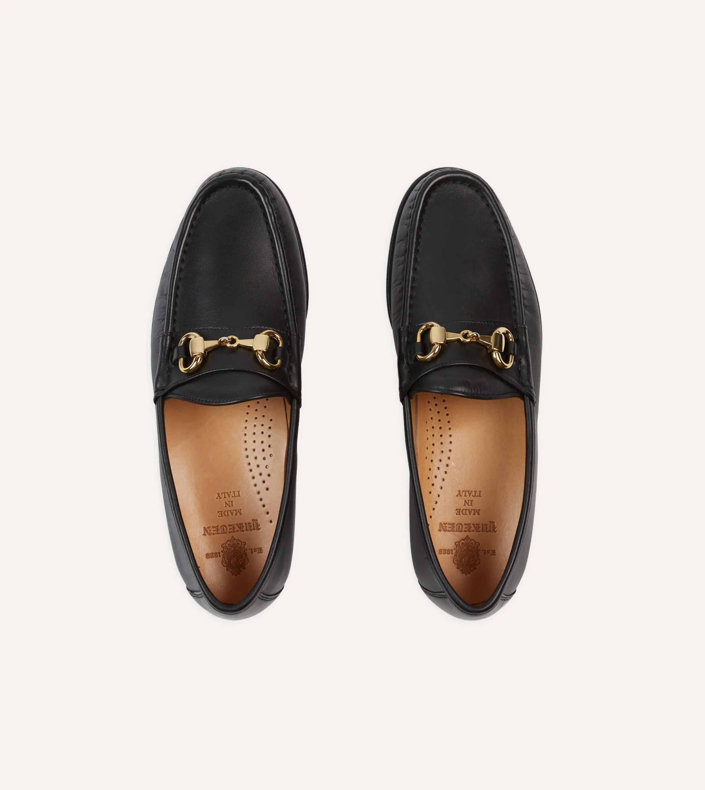 Drake’s Yuketen Moc Ischia Black Leather Bit Loafer
